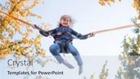  Presentation with autumn blue - Colorful presentation theme enhanced with bottom-view-of-little-girl backdrop and a light blue colored foreground