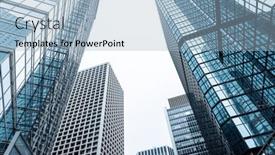  Presentation with skyscraper - Presentation design with bottom-view-of-the-office background and a  colored foreground