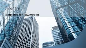  Presentation with skyscraper - PPT theme with bottom-view-of-the-office background and a  colored foreground