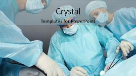 Presentation with three - Audience pleasing PPT theme consisting of bottom view of three surgeons backdrop and a light blue colored foreground