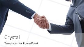  Presentation with two men climbing - Beautiful theme featuring bottom-view-of-two-men backdrop and a white colored foreground