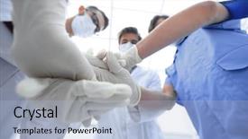  Presentation with unity - Presentation theme featuring bottom view the surgical team background and a light blue colored foreground