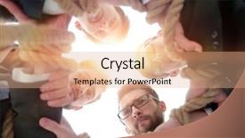  Presentation with team business top view - Slide set consisting of unify - bottom view unified business team background and a coral colored foreground