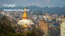  Presentation with nepal flag - Presentation theme featuring boudhanath stupa in kathmandu nepal background and a seafoam green colored foreground