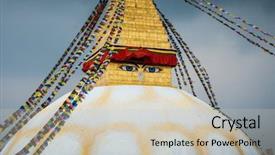  Presentation with stupa - Audience pleasing PPT layouts consisting of boudhanath stupa in kathmandu nepal backdrop and a soft green colored foreground