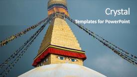  Presentation with nepal flag - Slide deck featuring boudhanath stupa in kathmandu nepal background and a seafoam green colored foreground