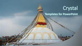  Presentation with stupa - Amazing slide deck having boudhanath stupa in kathmandu nepal backdrop and a ocean colored foreground