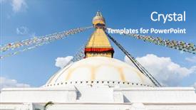  Presentation with stupa - PPT theme with boudhanath stupa in kathmandu nepal background and a teal colored foreground
