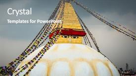  Presentation with stupa - Audience pleasing PPT theme consisting of boudhanath stupa in kathmandu nepal backdrop and a gray colored foreground