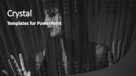  Presentation with behind curtain - Presentation theme having boudoir sensual and erotic nude brunette behind a curtain wires background and a dark gray colored foreground