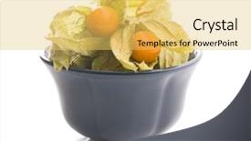  Presentation with fruit - Amazing theme having bouffant cap - physalis peruviana fruit in bowl backdrop and a  colored foreground