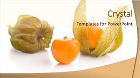  Presentation with fruit leafy greens dairy - Theme featuring bouffant cap - physalis peruviana fruit isolated background and a  colored foreground