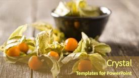  Presentation with fruit - Beautiful slides featuring bouffant cap - physalis peruviana fruit on old backdrop and a tawny brown colored foreground