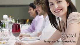  Presentation with share friends - Amazing slide set having bouffant cap - portrait of beautiful young woman backdrop and a coral colored foreground