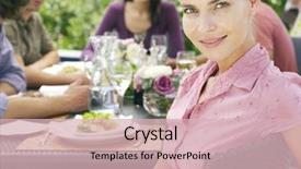  Presentation with farewell of friends - Slide set featuring bouffant cap - portrait of beautiful young woman background and a  colored foreground