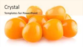  Presentation with ripe golden potato on white - PPT theme with bouffant cap - ripe physalis isolated on white background and a  colored foreground