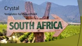  Presentation with old map south africa - Slide set with bouffant cap - south africa wooden sign background and a light blue colored foreground