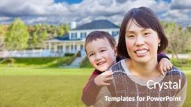  Presentation with custom - Slide set consisting of bought - chinese mother and mixed race background and a coral colored foreground