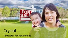  Presentation with mother child - PPT theme with bought - chinese mother and mixed race background and a yellow colored foreground