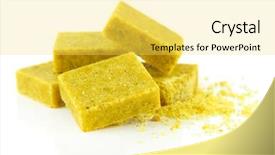  Presentation with white - Slides consisting of bouillon-cubes-isolated-on-white background and a yellow colored foreground