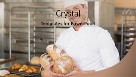  Presentation with baking freshly baked pie fresh - Amazing theme having boulanger - baker holding freshly baked loaves backdrop and a coral colored foreground