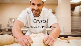  Presentation with dough - PPT theme consisting of boulanger - baker kneading dough background and a lemonade colored foreground