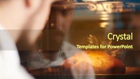  Presentation with personal chef - Presentation design featuring boulanger - chef looking at hot bread background and a tawny brown colored foreground