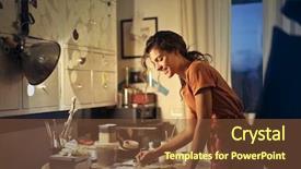  Presentation with artistic artist art brush - Slide deck consisting of boulanger - young artist at work background and a tawny brown colored foreground