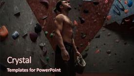  Presentation with chalk - Presentation theme having boulder - athletic man using chalk background and a wine colored foreground