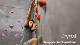  Presentation with healthy people - Presentation theme having boulder - fitness extreme sport bouldering people background and a gray colored foreground