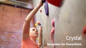  Presentation with healthy people - PPT theme with boulder - fitness extreme sport bouldering people background and a coral colored foreground