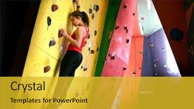  Presentation with rock climbing indoor - Beautiful slides featuring boulder - young active woman bouldering backdrop and a gold colored foreground