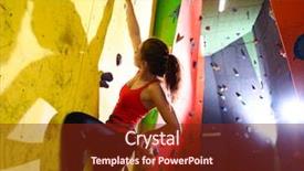  Presentation with rock climbing indoor - PPT theme consisting of boulder - young active woman bouldering background and a tawny brown colored foreground