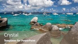  Presentation with virgin islands - Cool new PPT layouts with boulders-dot-the-shoreline backdrop and a coral colored foreground