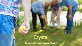  Presentation with friends - Slide set enhanced with boules game in the garden background and a tawny brown colored foreground