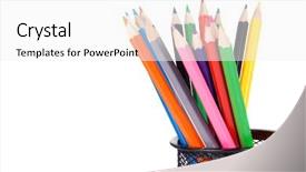  Presentation with colored pencils - PPT theme consisting of  background and a  colored foreground