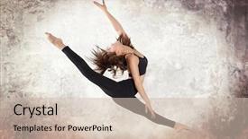  Presentation with concert symphony woman dancing in grass - Slides with bounce back power - young woman ballet dancing background and a soft green colored foreground