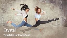  Presentation with ballet - Audience pleasing PPT theme consisting of bounce back power - young woman modern ballet dancing backdrop and a coral colored foreground