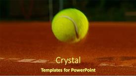  Presentation with clay - PPT theme having bouncing-tennis-ball-on-clay background and a tawny brown colored foreground