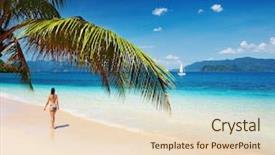  Presentation with tropical beach party - Colorful PPT theme enhanced with tourism asia - tropical beach thailand backdrop and a lemonade colored foreground