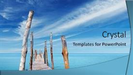  Presentation with blue-sky - Amazing presentation theme having wooden pier on a tropical backdrop and a light blue colored foreground