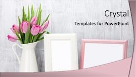  Presentation with frame pink - Cool new PPT theme with bouquet and blank photo frame backdrop and a white colored foreground