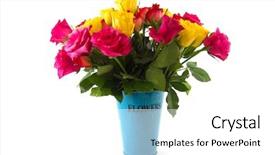  Presentation with war roses tudor rose - Colorful PPT theme enhanced with bouquet colorful roses in vase backdrop and a  colored foreground