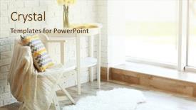  Presentation with narcissus - PPT theme enhanced with bouquet daffodils vase - beautiful narcissus on white wooden background and a cream colored foreground