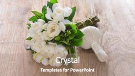  Presentation with herbal medicine healing herbs mortar - Colorful presentation theme enhanced with bouquet gardenia flower with herbal backdrop and a coral colored foreground