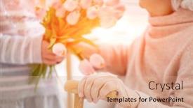  Presentation with cane - Colorful slide set enhanced with bouquet-in-girl-s-hands backdrop and a coral colored foreground