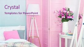  Presentation with pink - Presentation theme having bouquet lamp - beautiful room interior with pink background and a  colored foreground