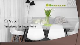  Presentation with dining - Presentation featuring bouquet lamp - dining table in home interior background and a light gray colored foreground