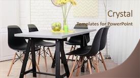  Presentation with dining table - Amazing PPT layouts having bouquet lamp - dining table in home interior backdrop and a lemonade colored foreground