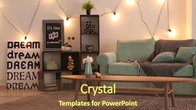  Presentation with room interior design - Amazing slides having bouquet lamp - elegant living room interior backdrop and a  colored foreground